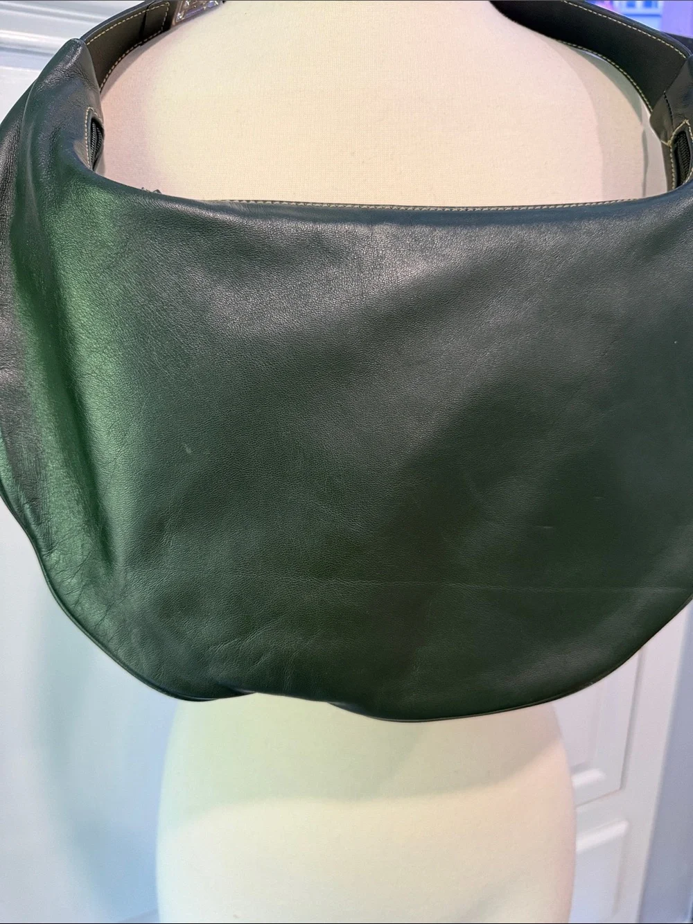 Lauren Ralph Lauren Dark Green Leather Hobo Shoulder Bag - Picture 8 of 10